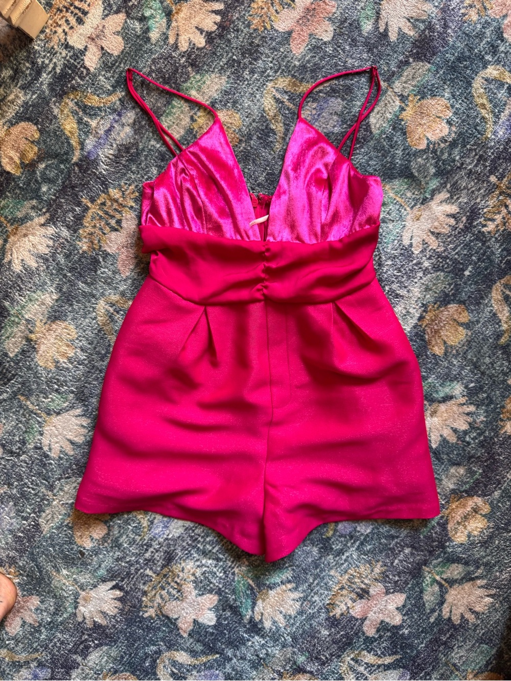 Free People Fuchsia Velvet-Top Romper